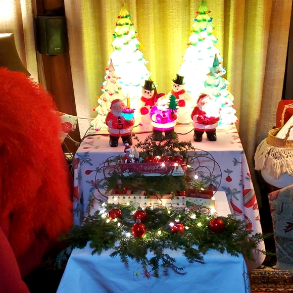 💥SOLD💥Antique Heavy Wire Sleigh,Santa,Lights,Shiny Brites&Original Boxs - Picture 1 of 12